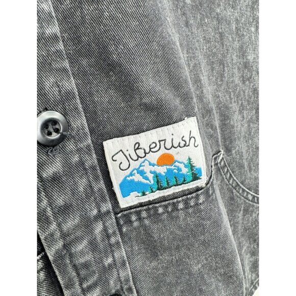 Jibberish Denver Men's Black Denim Button Up Shirt Size Medium - Picture 6 of 9